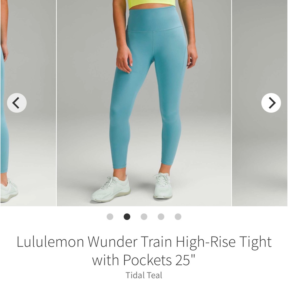 EUC lululemon Wunder Train Tidal Teal High-Rise Tight with Pocket 25”